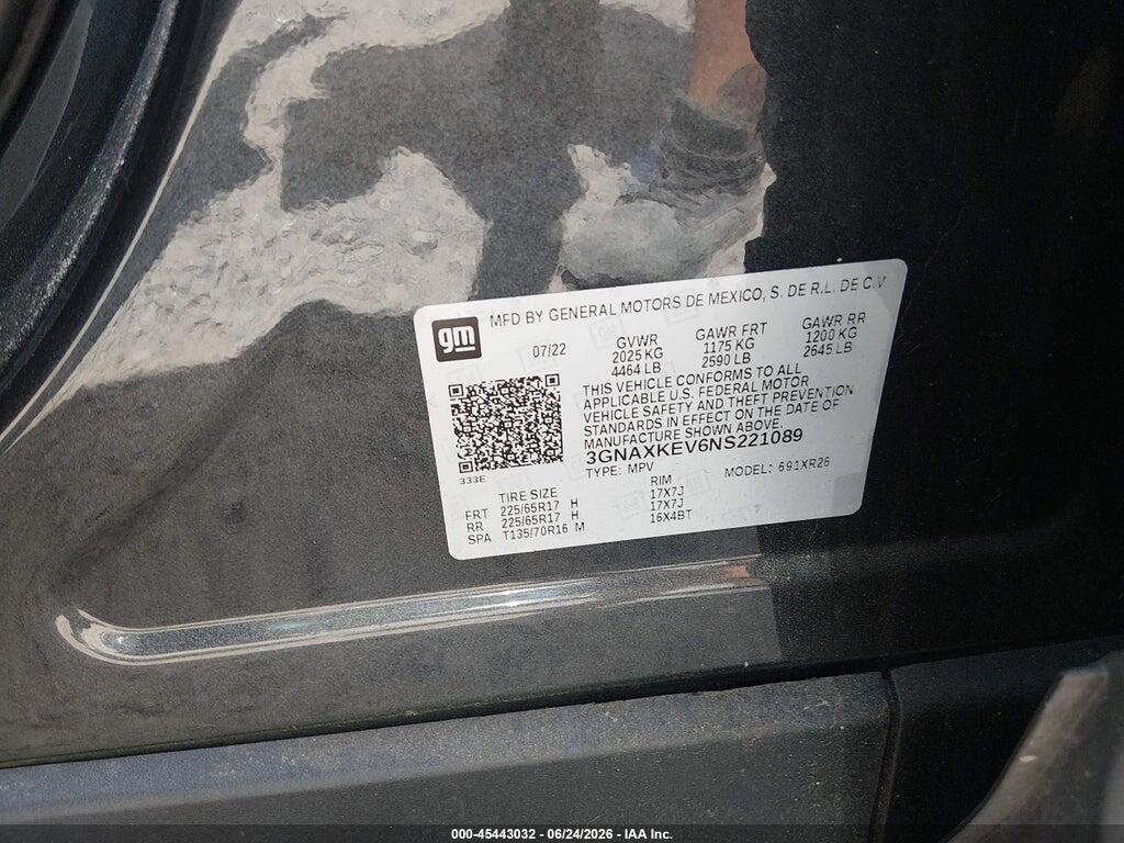 3GNAXKEV6NS221089 2022 CHEVROLET EQUINOX photo no. 9