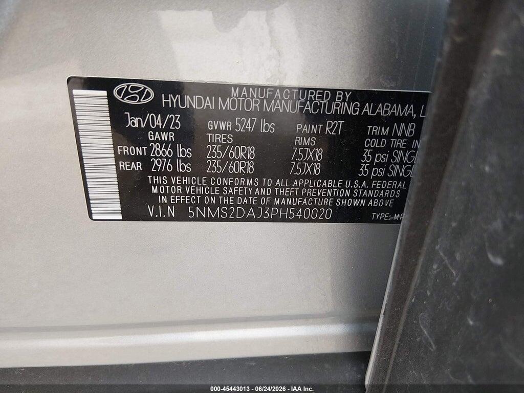 5NMS2DAJ3PH540020 2023 HYUNDAI SANTA FE photo no. 9