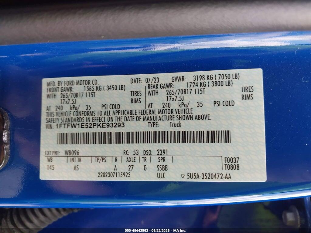 1FTFW1E52PKE93293 2023 FORD F-150 photo no. 9
