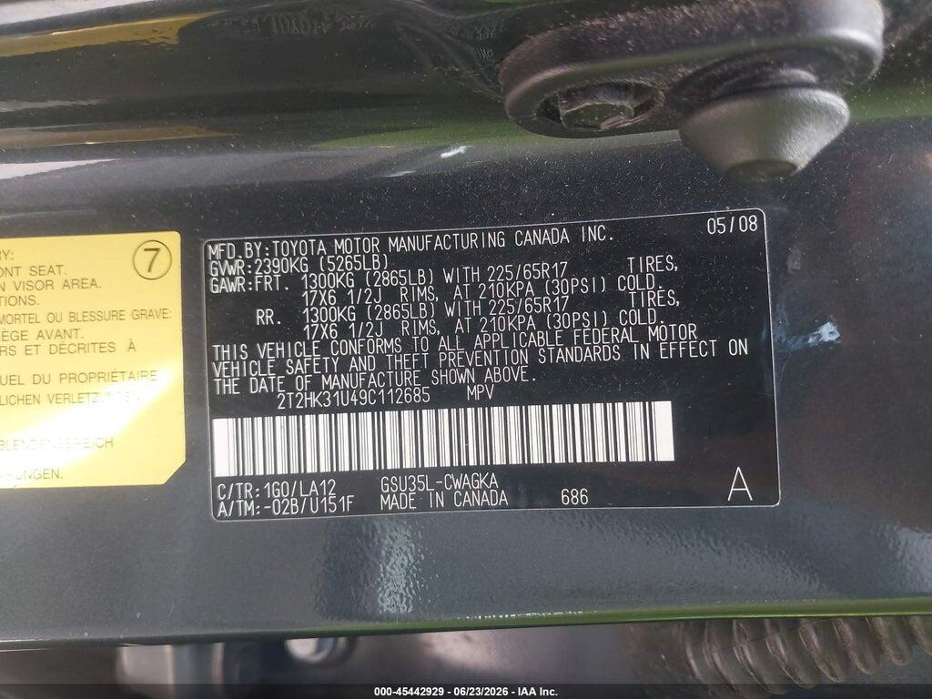 2T2HK31U49C112685 2009 LEXUS RX 350 photo no. 9