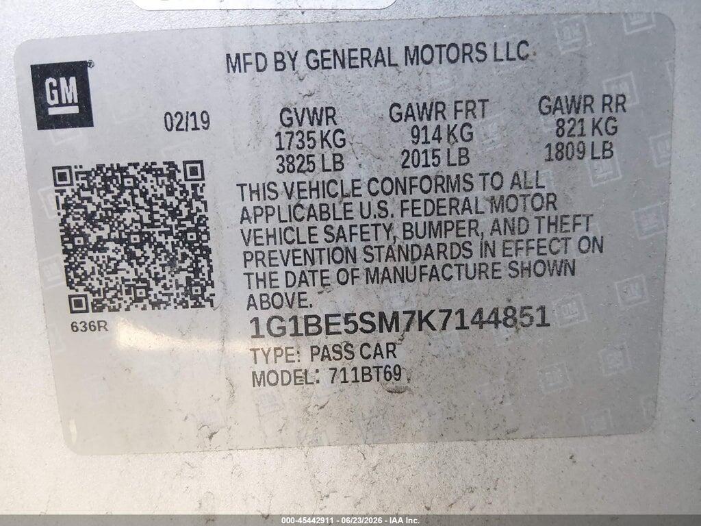 1G1BE5SM7K7144851 2019 CHEVROLET CRUZE photo no. 9
