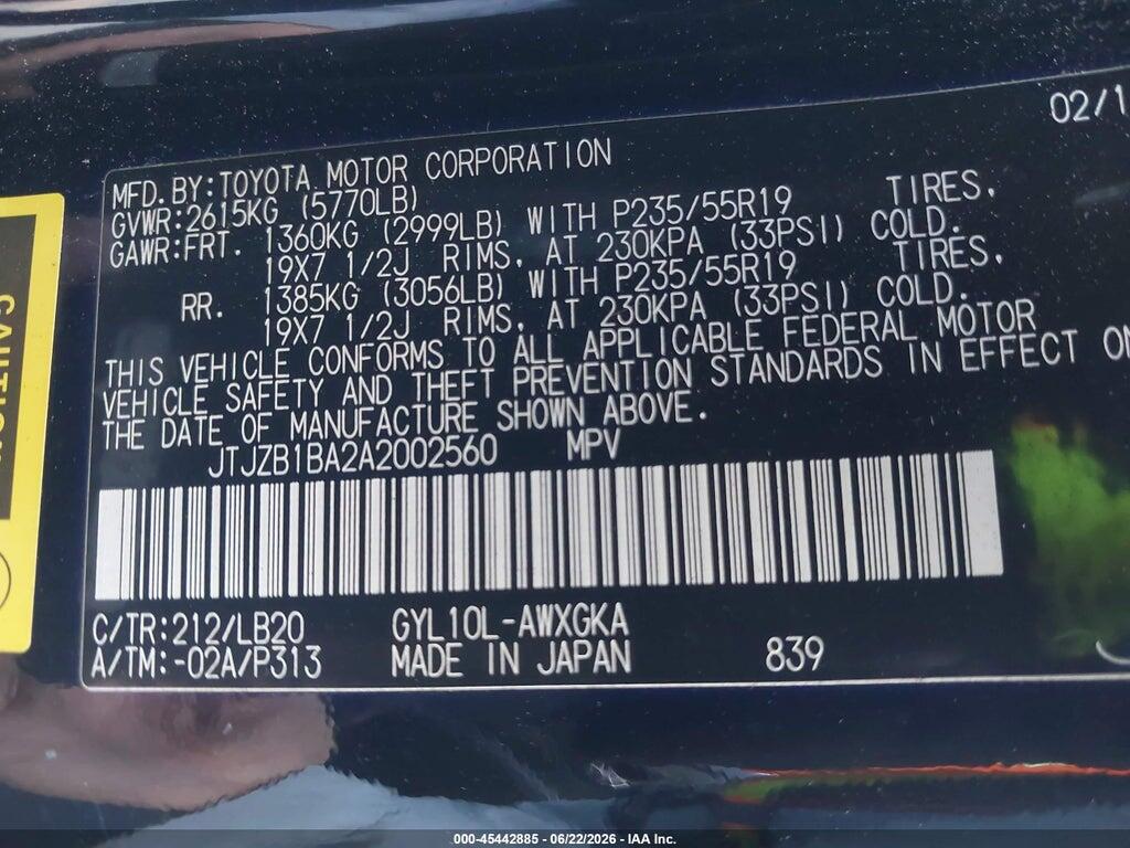 JTJZB1BA2A2002560 2010 LEXUS RX 450H photo no. 9