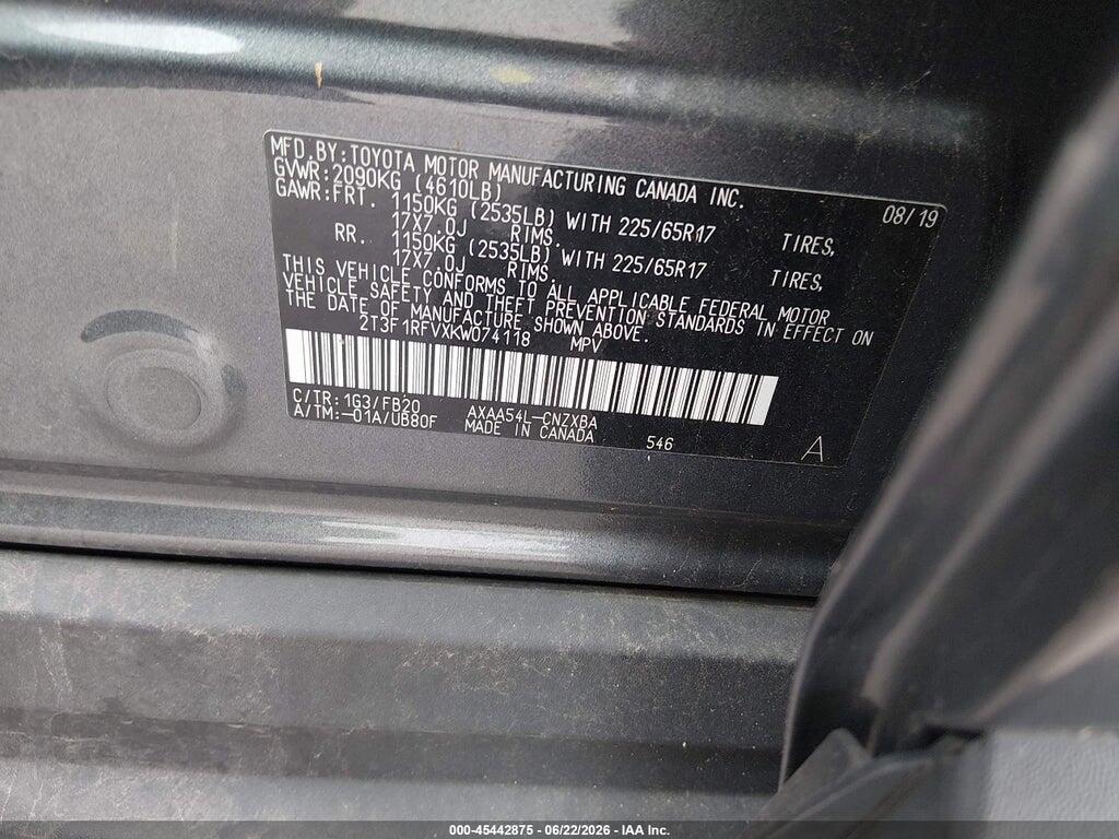 2T3F1RFVXKW074118 2019 TOYOTA RAV4 photo no. 9