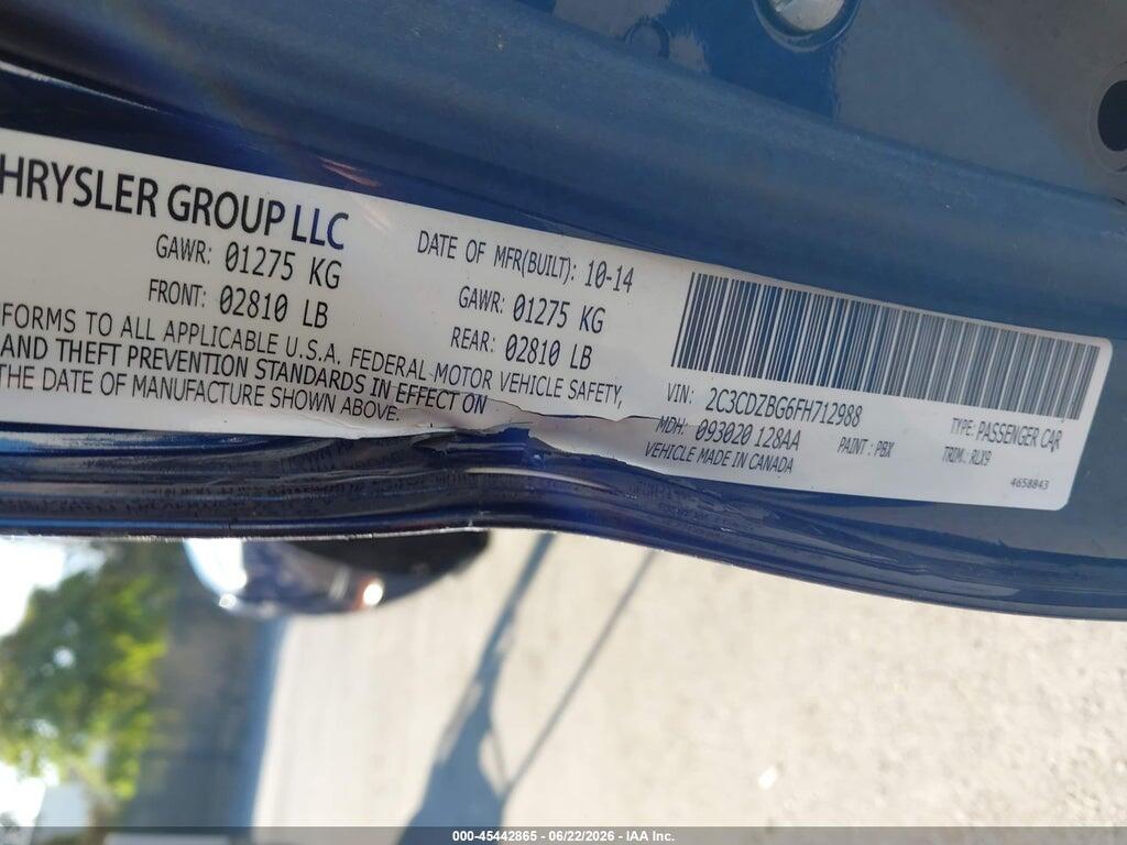 2C3CDZBG6FH712988 2015 DODGE CHALLENGER photo no. 9
