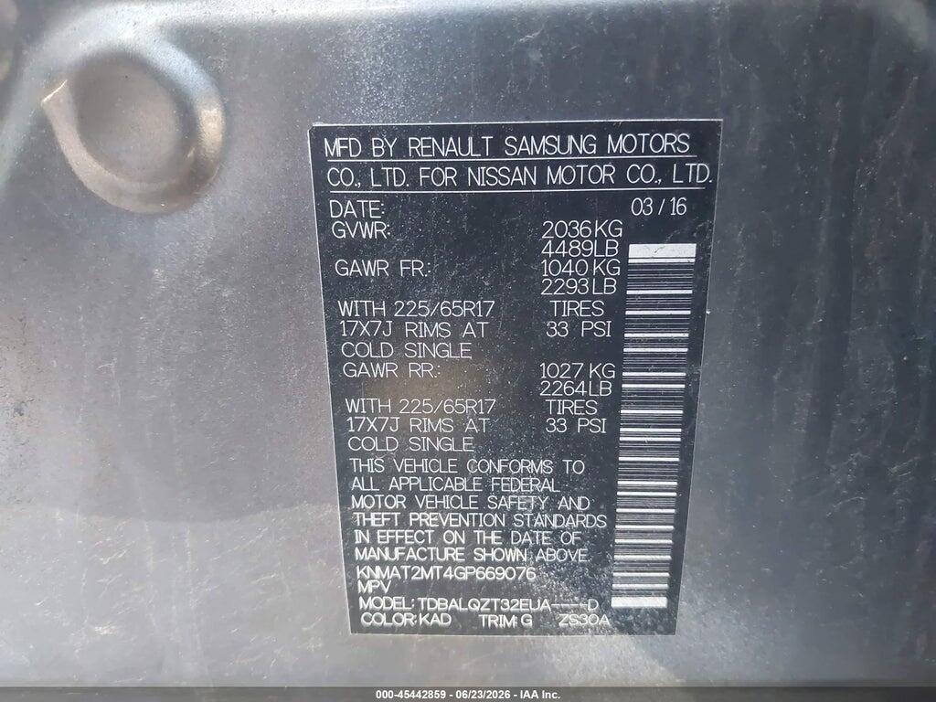KNMAT2MT4GP669076 2016 NISSAN ROGUE photo no. 9