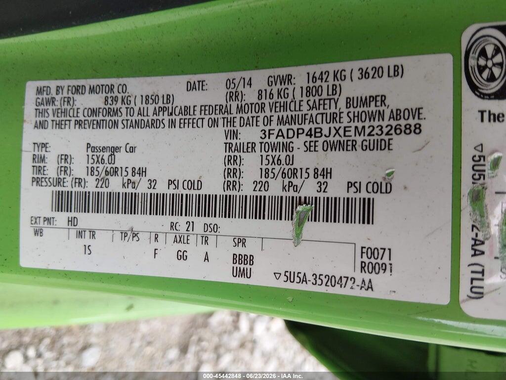 3FADP4BJXEM232688 2014 FORD FIESTA photo no. 9