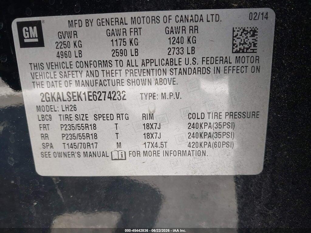 2GKALSEK1E6274232 2014 GMC TERRAIN photo no. 9