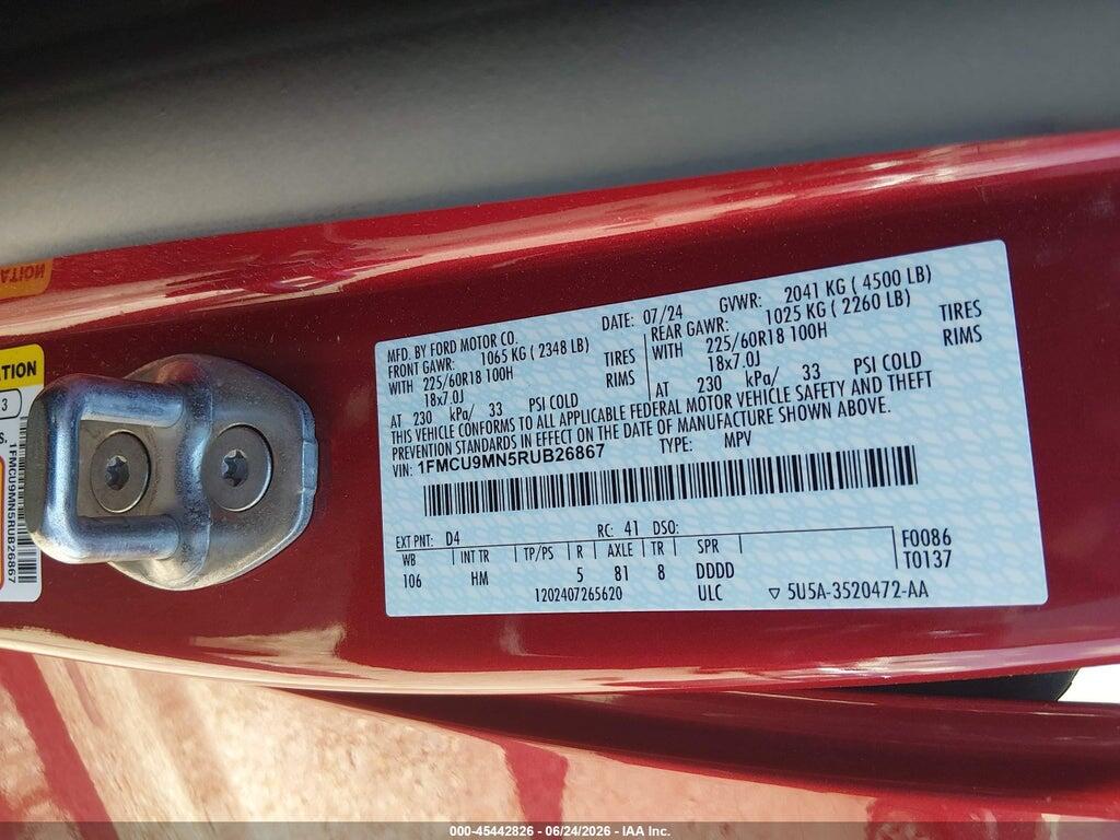 1FMCU9MN5RUB26867 2024 FORD ESCAPE photo no. 9