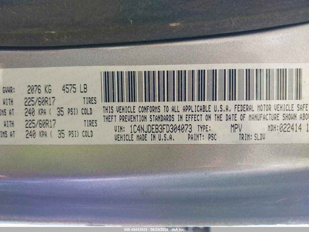 1C4NJDEB3FD304073 2015 JEEP COMPASS photo no. 9