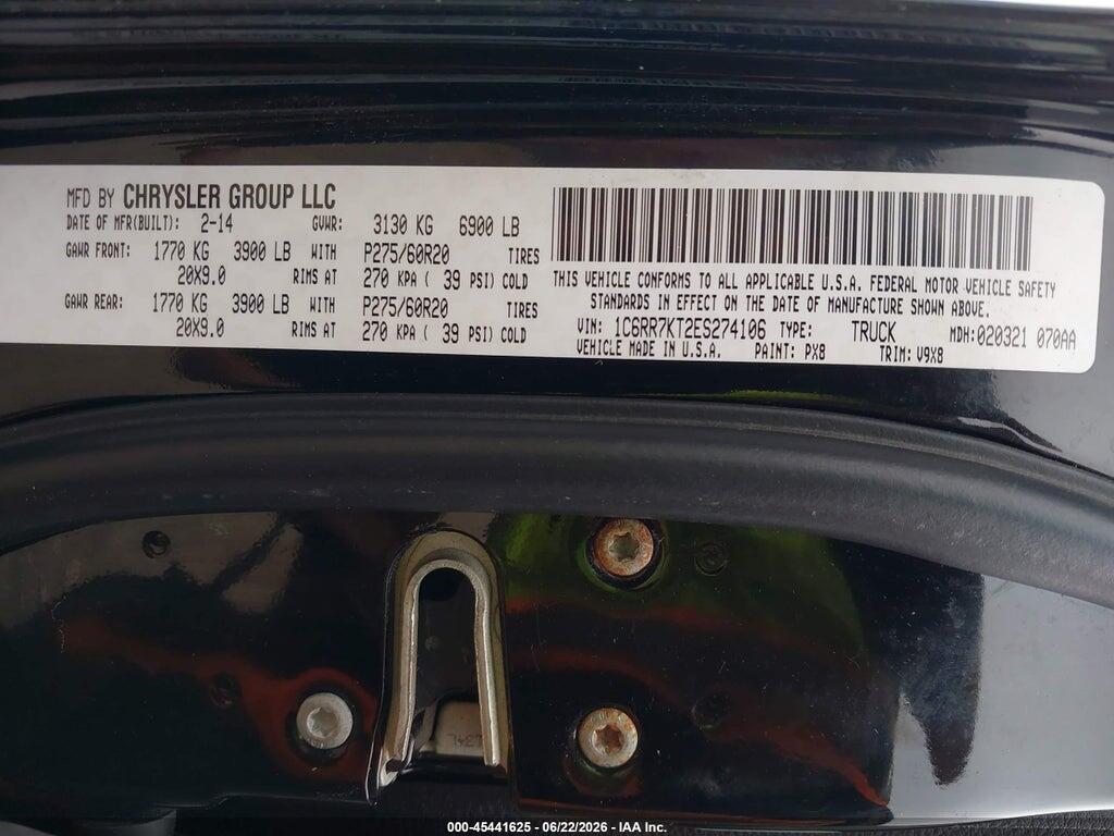 1C6RR7KT2ES274106 2014 RAM 1500 photo no. 9