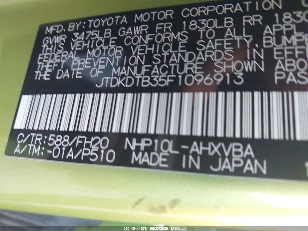 JTDKDTB35F1096913 2015 TOYOTA PRIUS C photo no. 9