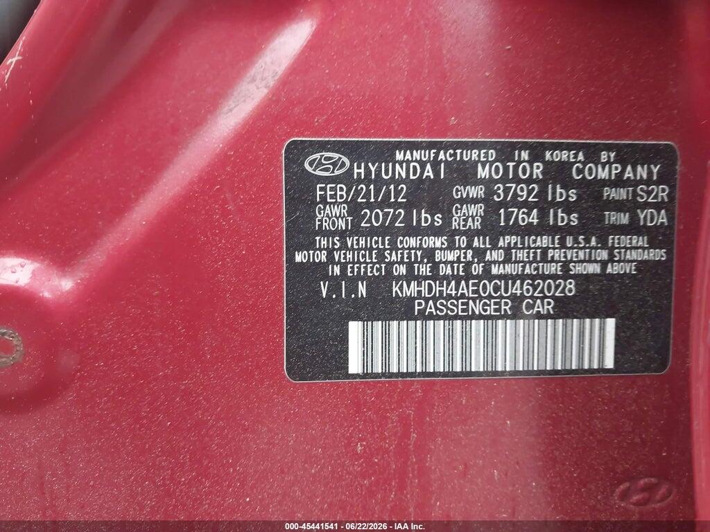 KMHDH4AE0CU462028 2012 HYUNDAI ELANTRA photo no. 9