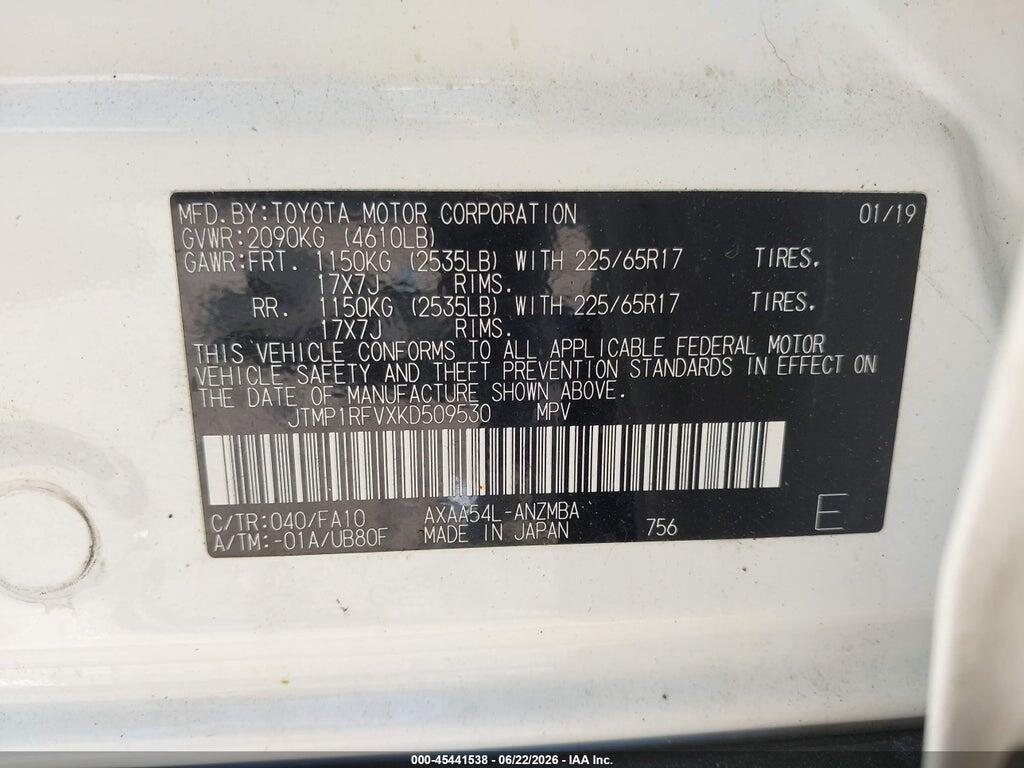 JTMP1RFVXKD509530 2019 TOYOTA RAV4 photo no. 9