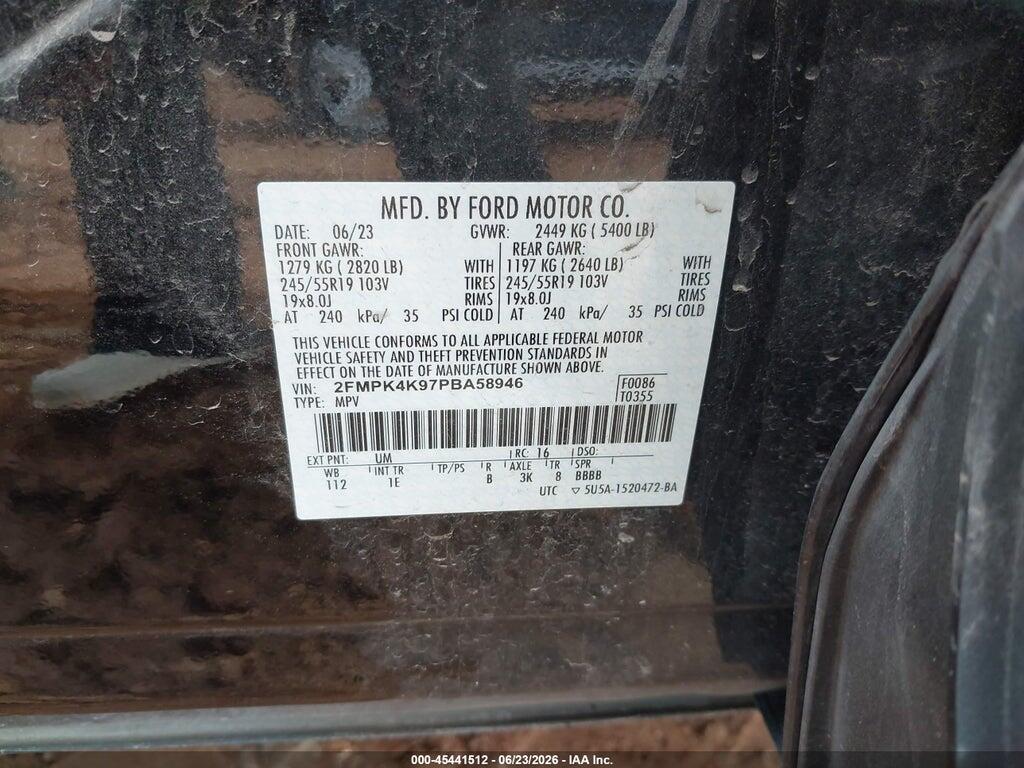 2FMPK4K97PBA58946 2023 FORD EDGE photo no. 9