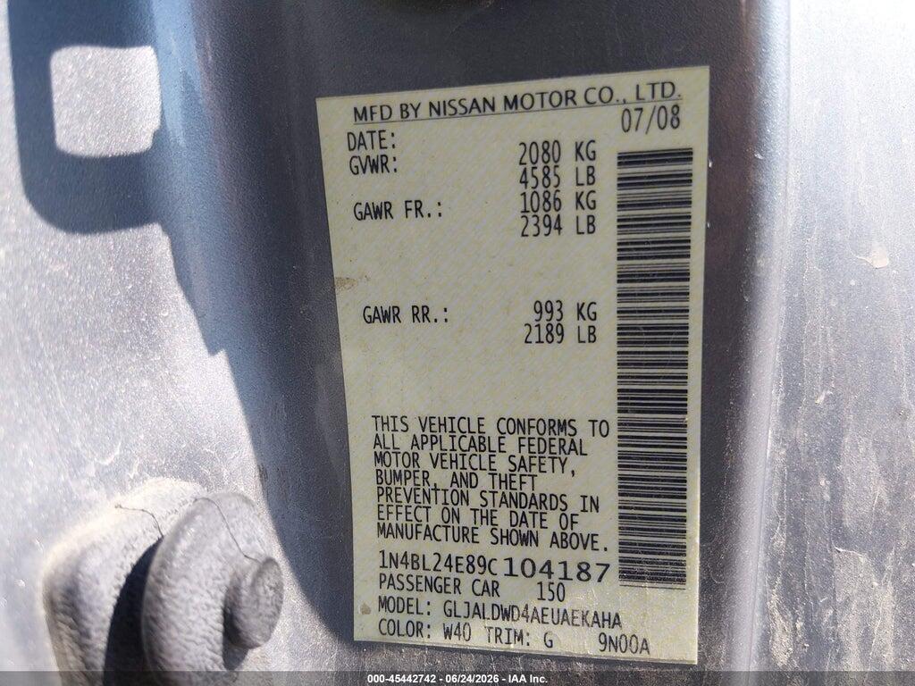 1N4BL24E89C104187 2009 NISSAN ALTIMA photo no. 9