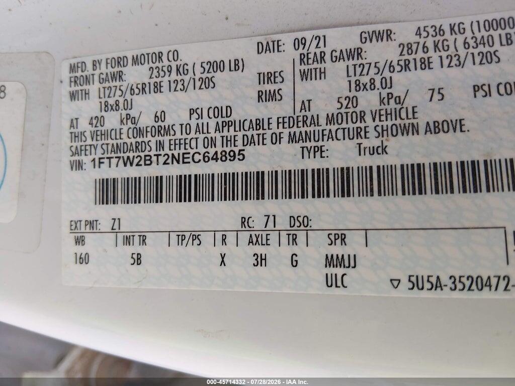 1FT7W2BT2NEC64895 2022 FORD F-250 photo no. 9