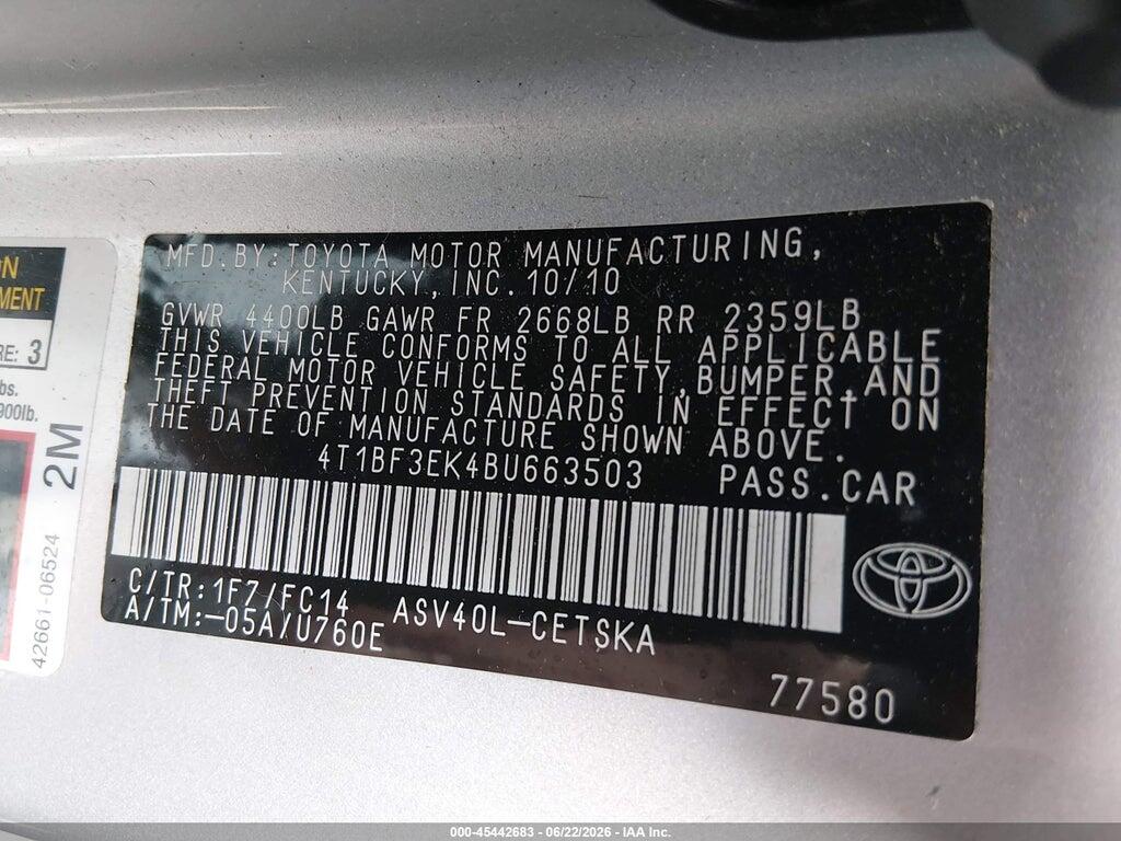 4T1BF3EK4BU663503 2011 TOYOTA CAMRY photo no. 9