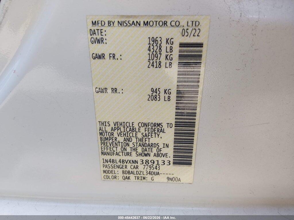 1N4BL4BVXNN389133 2022 NISSAN ALTIMA photo no. 9