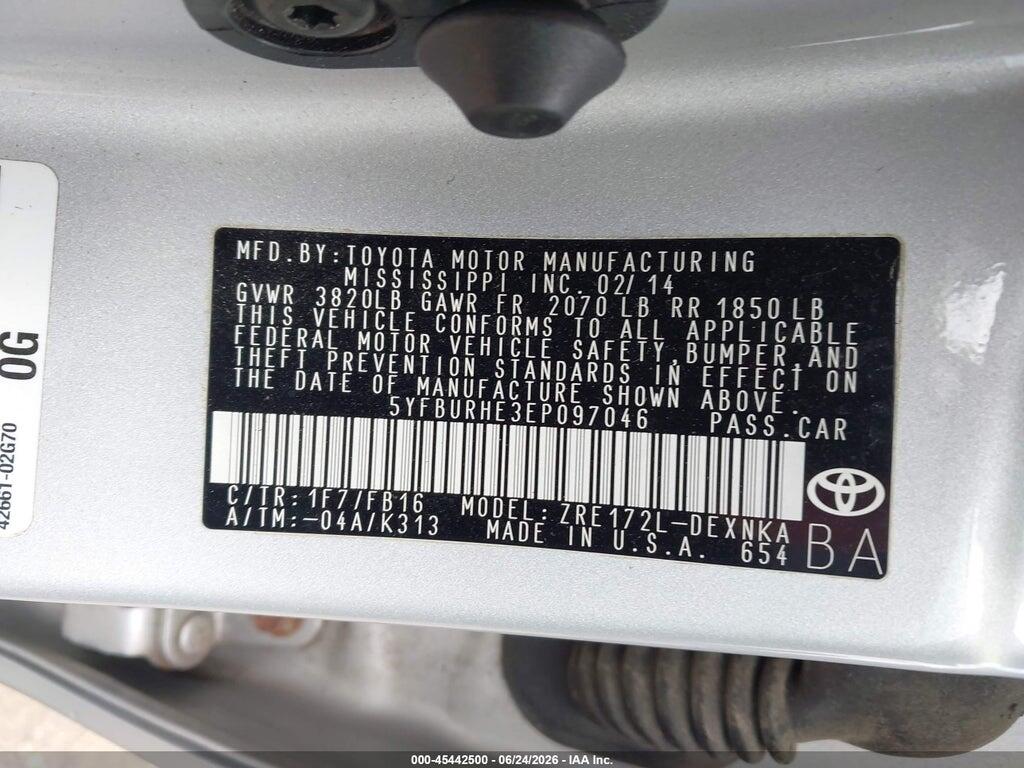 5YFBURHE3EP097046 2014 TOYOTA COROLLA photo no. 9