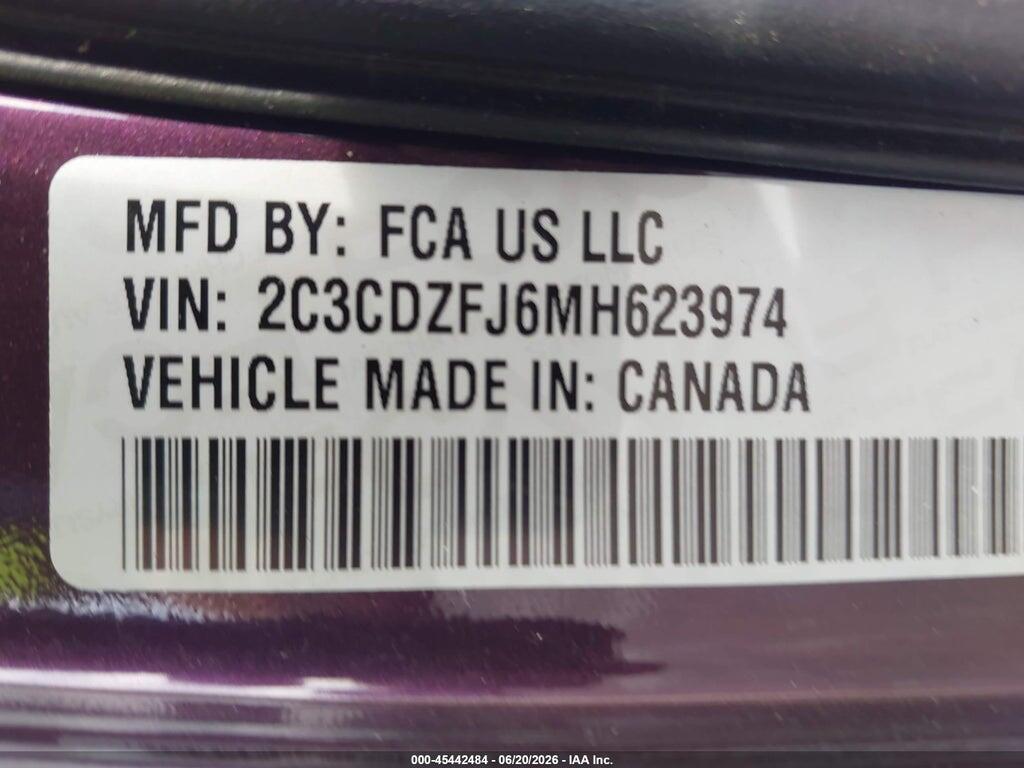 2C3CDZFJ6MH623974 2021 DODGE CHALLENGER photo no. 9