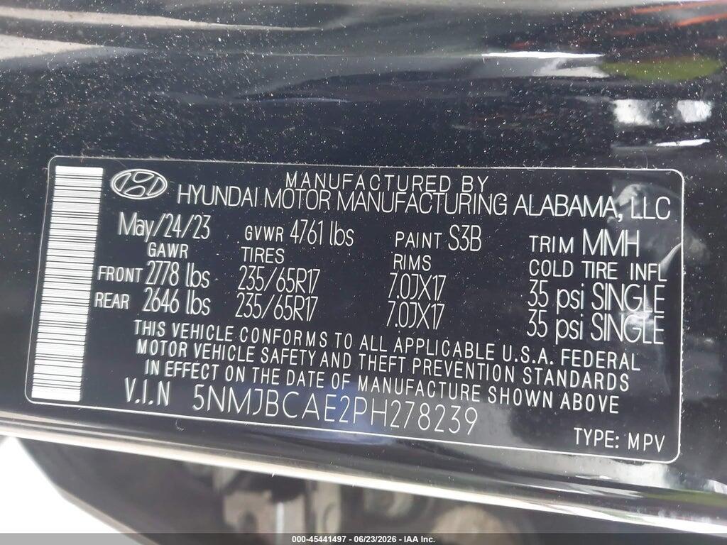 5NMJBCAE2PH278239 2023 HYUNDAI TUCSON photo no. 9