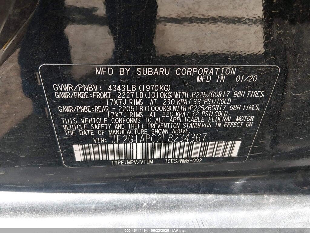 JF2GTAPC2L8234367 2020 SUBARU CROSSTREK photo no. 9
