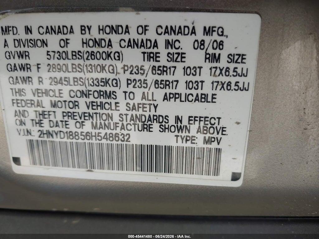 2HNYD18856H548632 2006 ACURA MDX photo no. 9