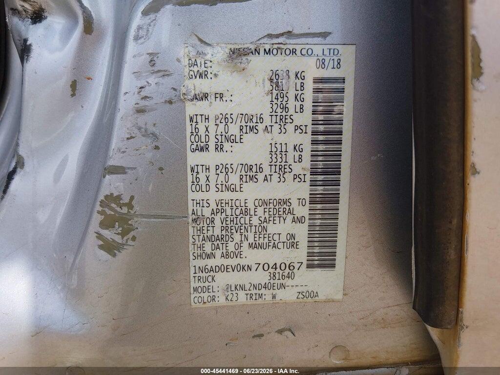 1N6AD0EV0KN704067 2019 NISSAN FRONTIER photo no. 9