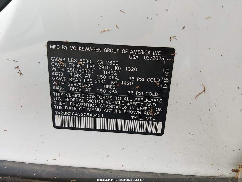 1V2BR2CA3SC546421 2025 VOLKSWAGEN ATLAS photo no. 9