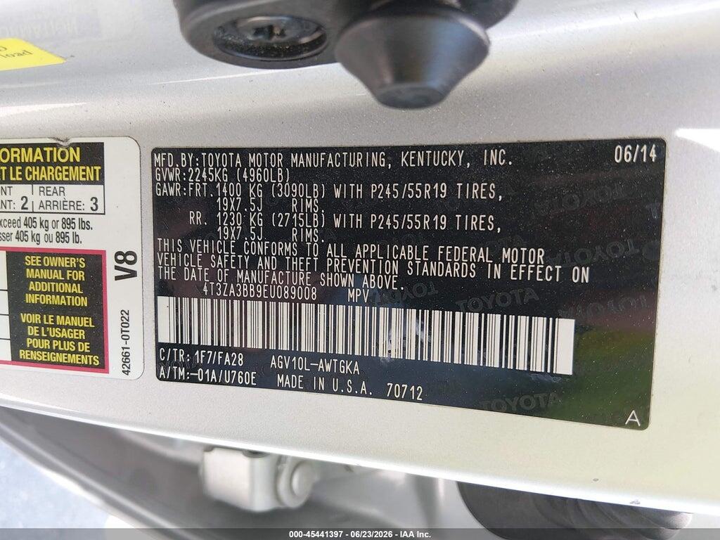 4T3ZA3BB9EU089008 2014 TOYOTA VENZA photo no. 9