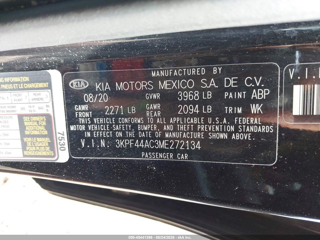 3KPF44AC3ME272134 2021 KIA FORTE photo no. 9