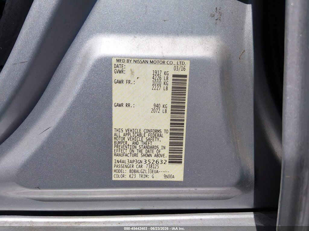 1N4AL3AP3GN352632 2016 NISSAN ALTIMA photo no. 9