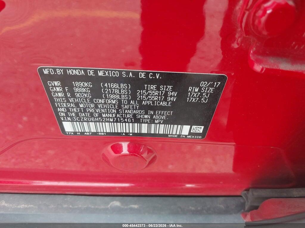 3CZRU6H52HM715461 2017 HONDA HR-V photo no. 9