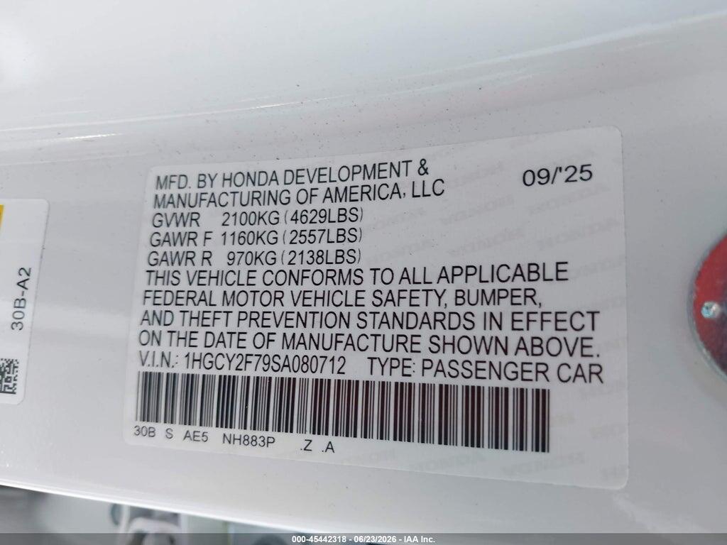 1HGCY2F79SA080712 2025 HONDA ACCORD HYBRID photo no. 9