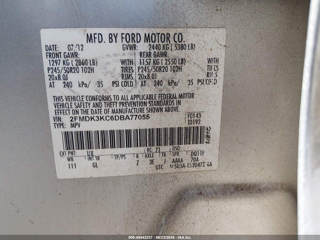 2FMDK3KC6DBA77055 2013 FORD EDGE photo no. 9