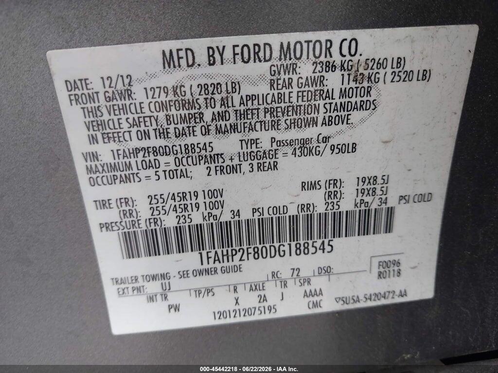 1FAHP2F80DG188545 2013 FORD TAURUS photo no. 9