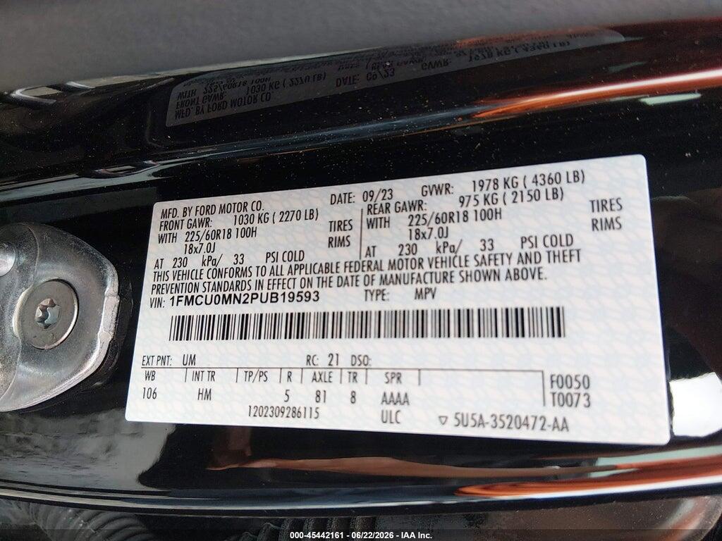 1FMCU0MN2PUB19593 2023 FORD ESCAPE photo no. 9