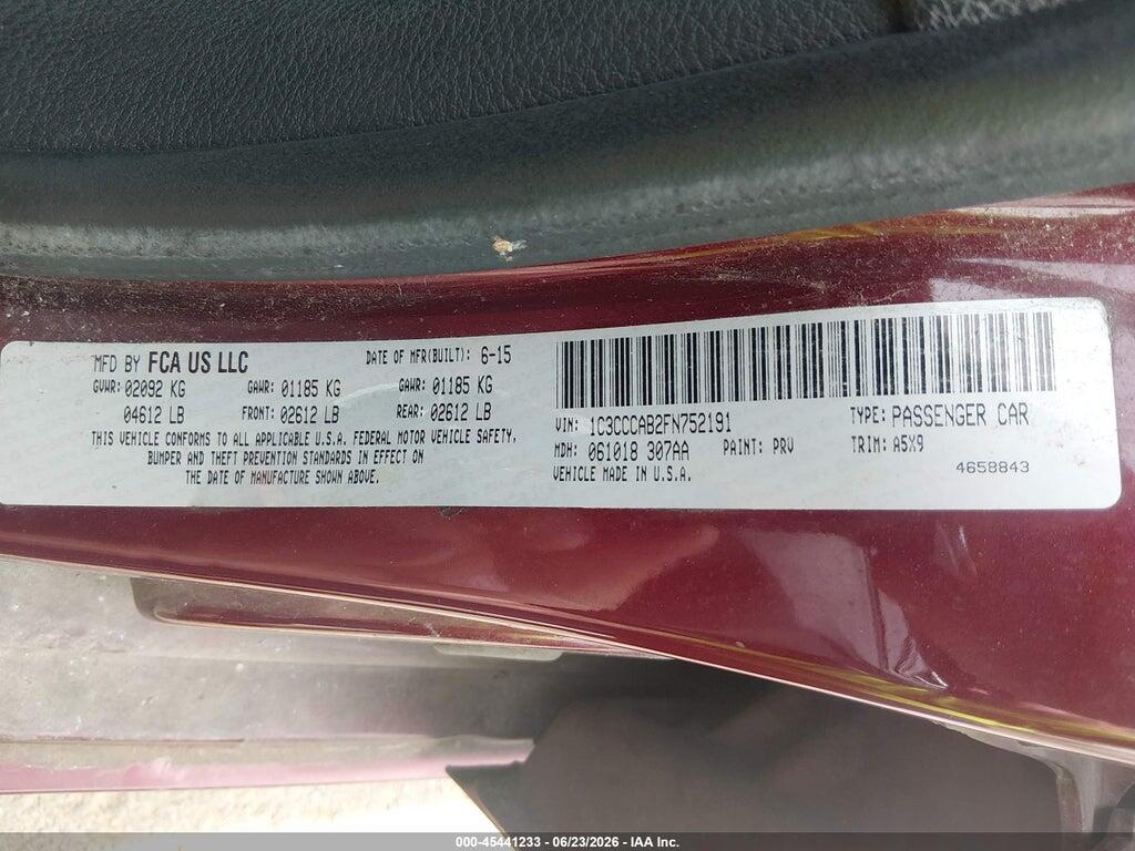 1C3CCCAB2FN752191 2015 CHRYSLER 200 photo no. 9