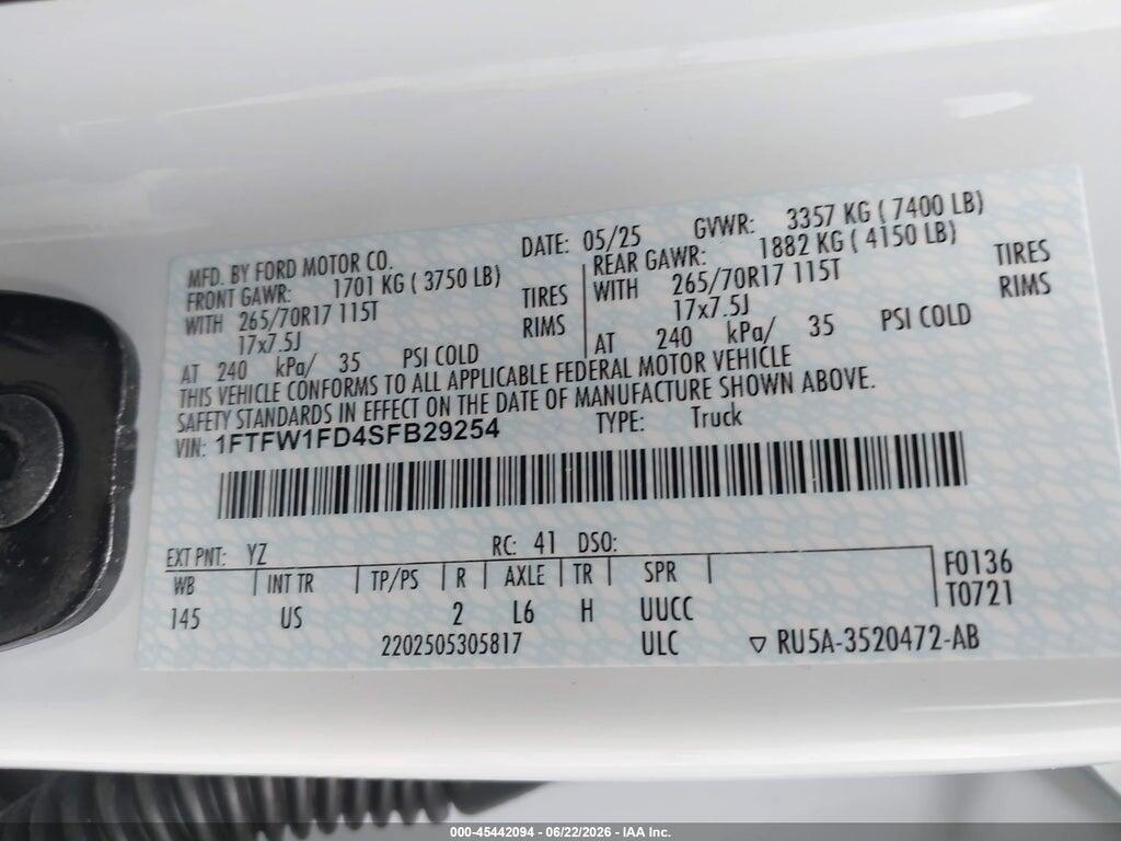 1FTFW1FD4SFB29254 2025 FORD F-150 photo no. 9