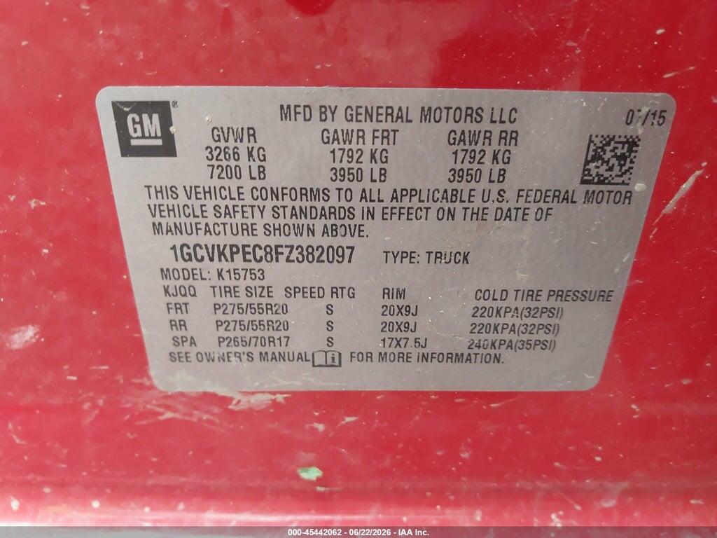 1GCVKPEC8FZ382097 2015 CHEVROLET SILVERADO 1500 photo no. 9