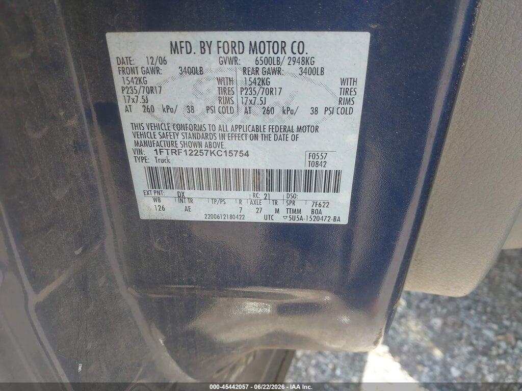 1FTRF12257KC15754 2007 FORD F-150 photo no. 9