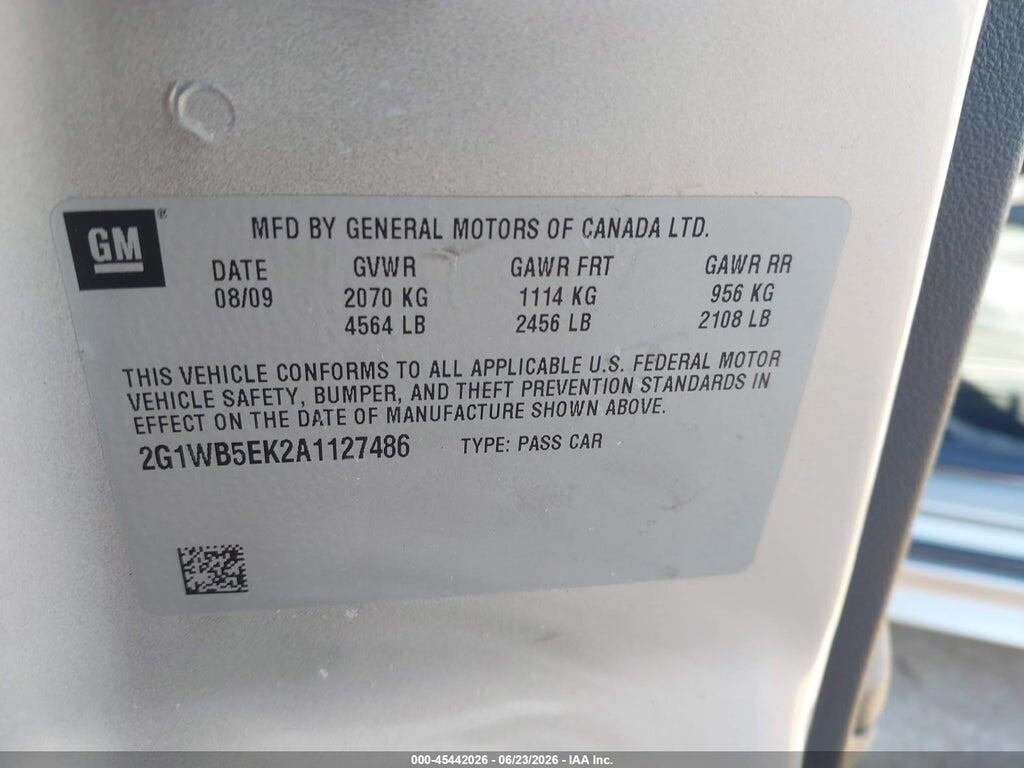 2G1WB5EK2A1127486 2010 CHEVROLET IMPALA photo no. 9