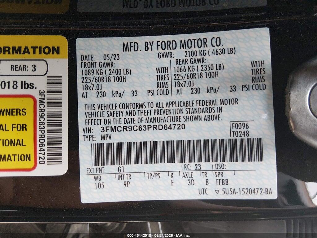 3FMCR9C63PRD64720 2023 FORD BRONCO SPORT photo no. 9