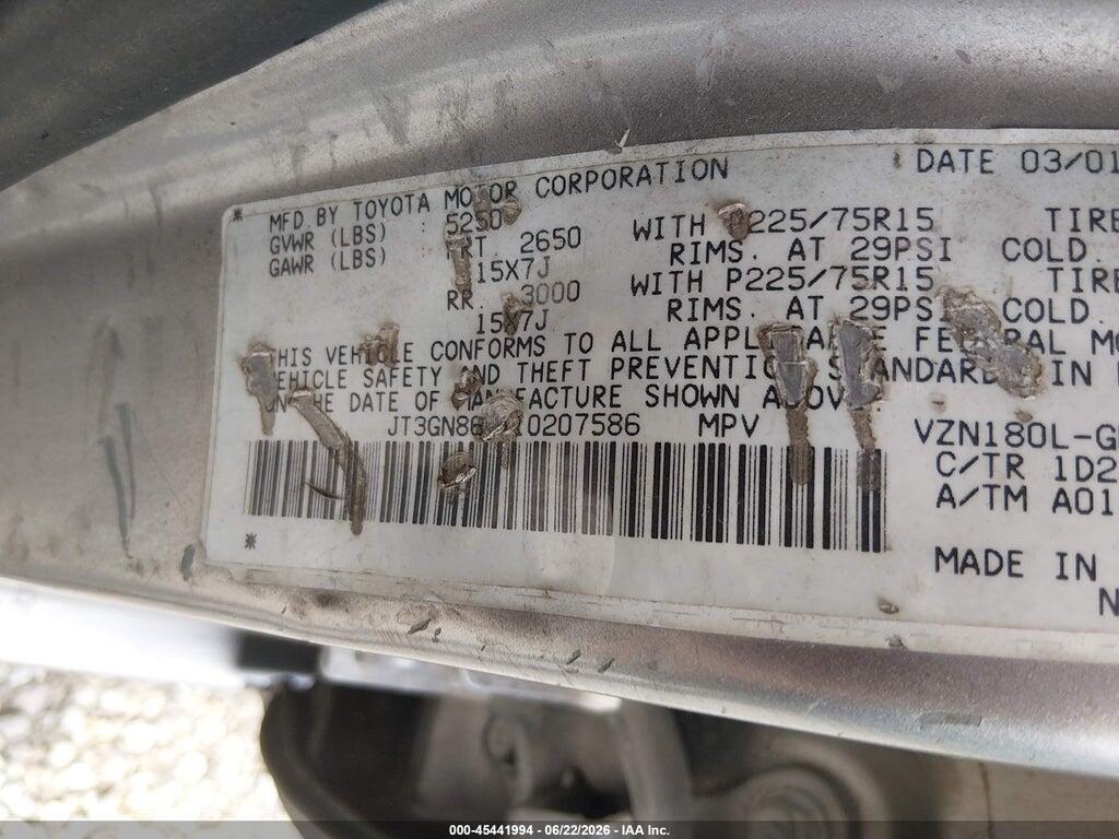 JT3GN86R110207586 2001 TOYOTA 4RUNNER photo no. 9