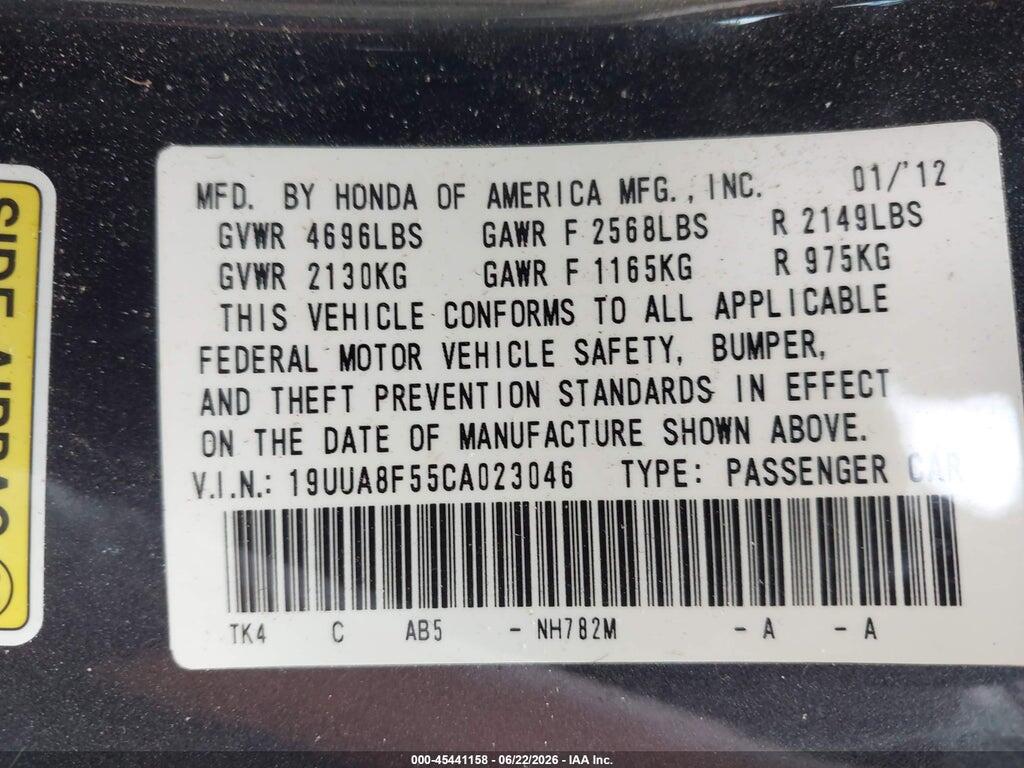 19UUA8F55CA023046 2012 ACURA TL photo no. 9