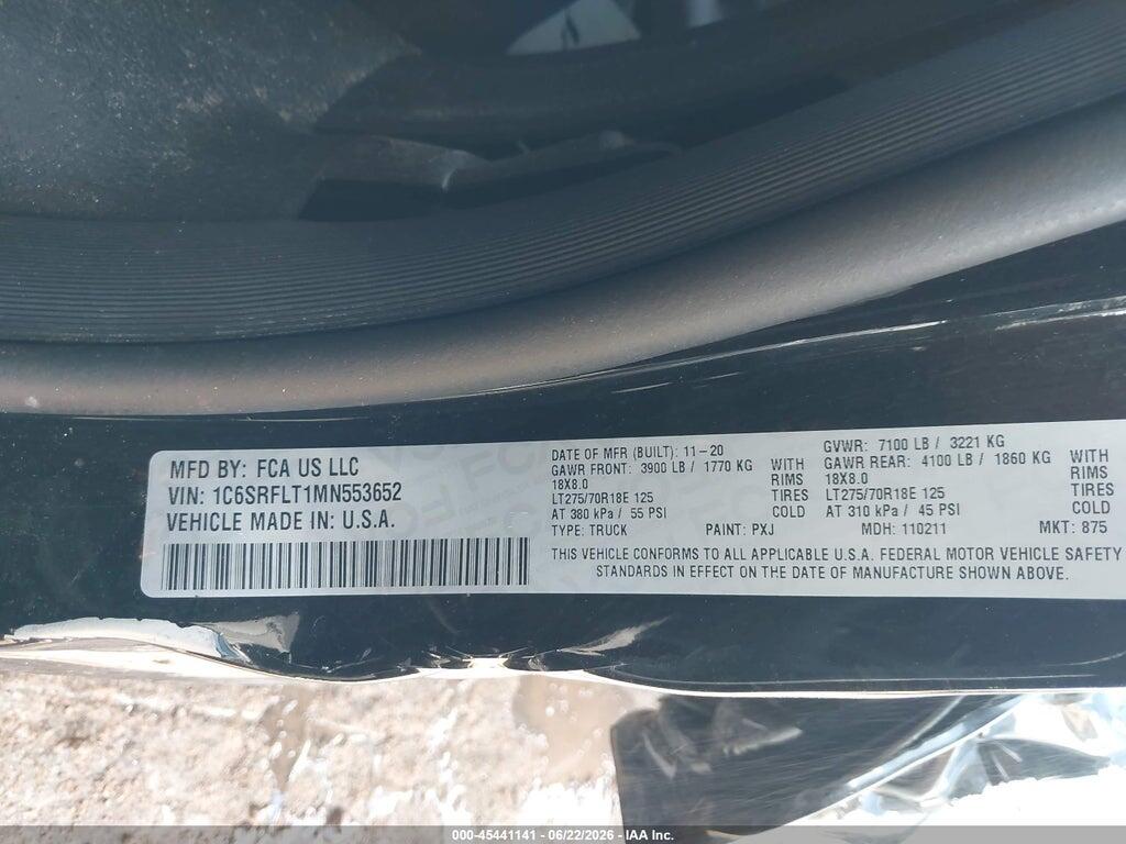 1C6SRFLT1MN553652 2021 RAM 1500 photo no. 9