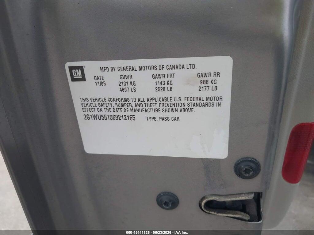 2G1WU581569212165 2006 CHEVROLET IMPALA photo no. 9