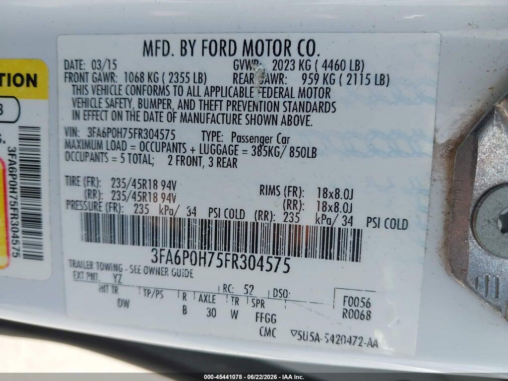 3FA6P0H75FR304575 2015 FORD FUSION photo no. 9