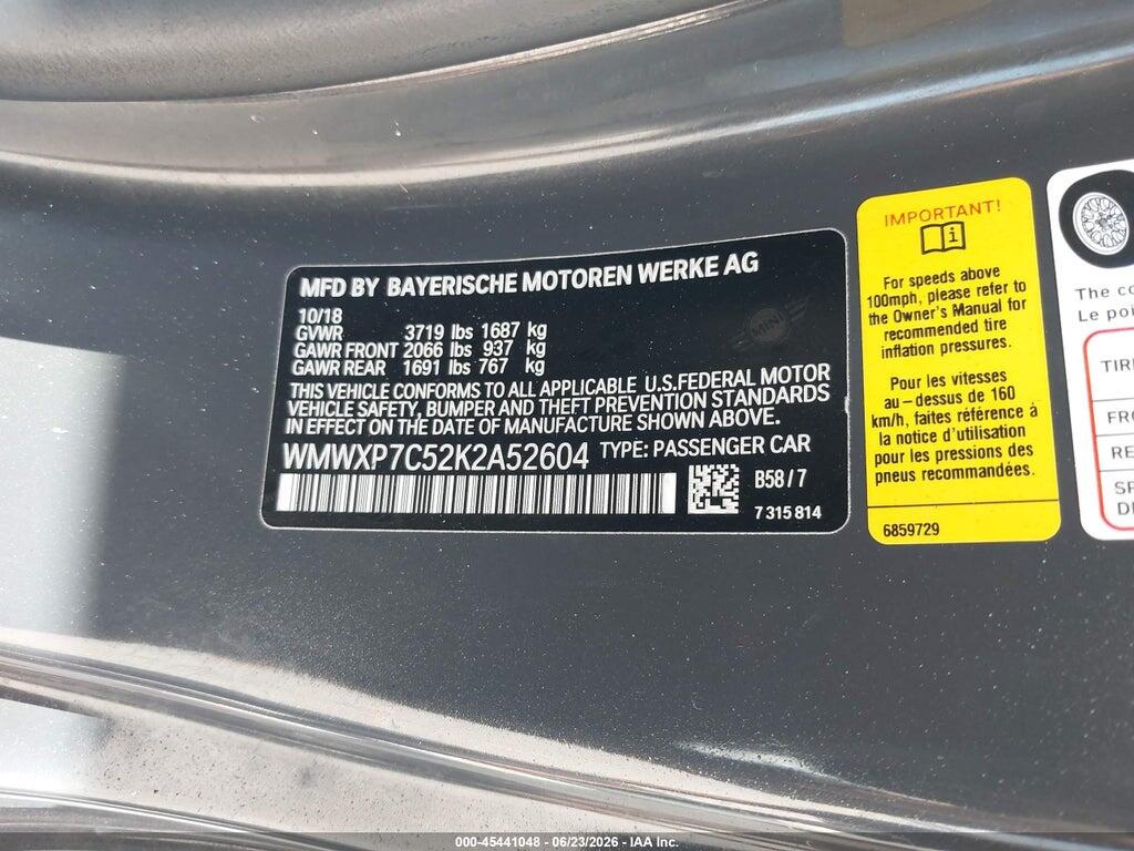 WMWXP7C52K2A52604 2019 MINI HARDTOP photo no. 9