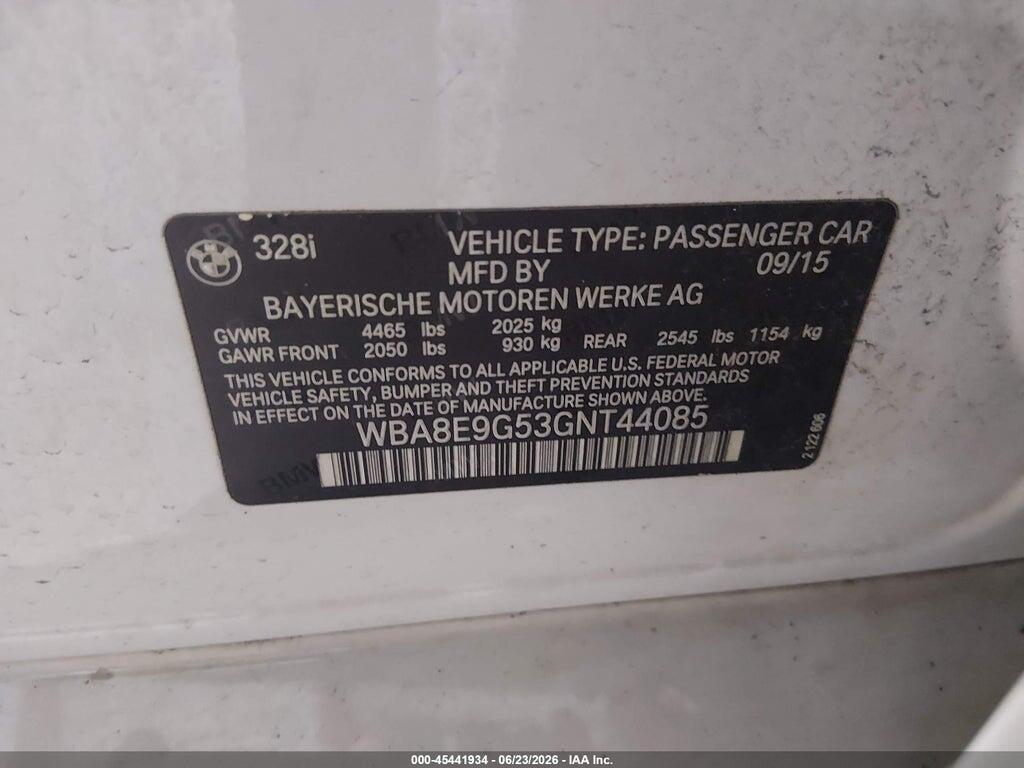 WBA8E9G53GNT44085 2016 BMW 328I photo no. 9